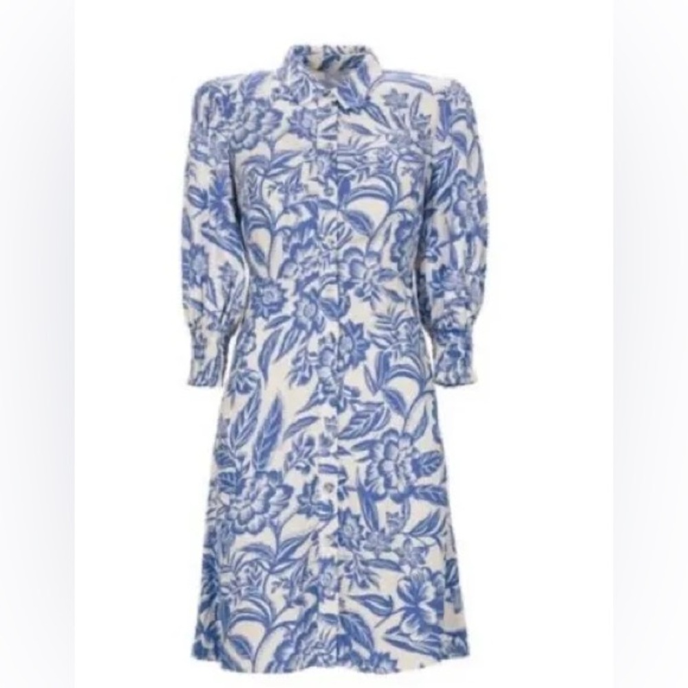 CAbi Blue and White Floral Mini Dress